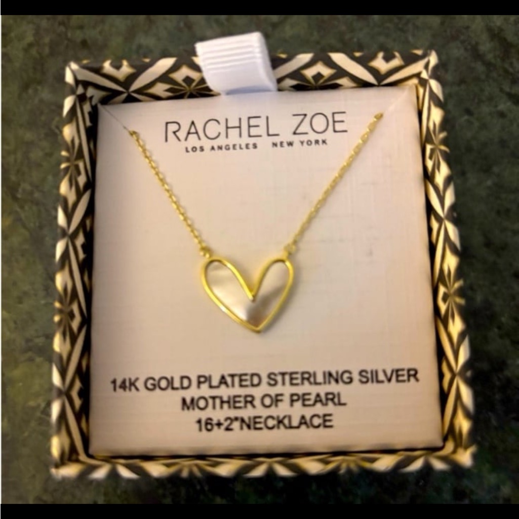 Rachel Zoe 14k Gold Plated Sterling Silver Mother Oof Pearl Heart Necklace